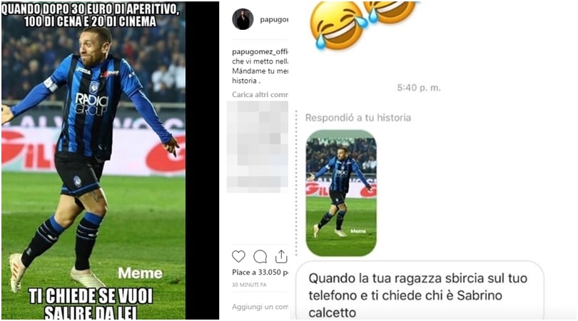 Papu Gomez lancia il contest dei meme: sui social si scatenano