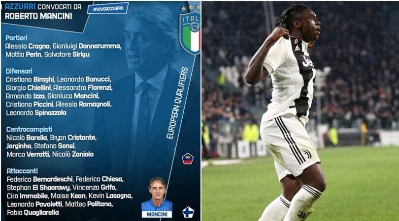 Italia, ecco i convocati di Mancini: c'è Kean, escluso Belotti