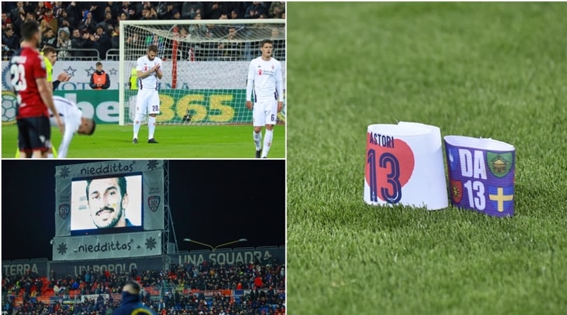 Cagliari e Fiorentina ricordano Astori: tutto lo stadio in piedi