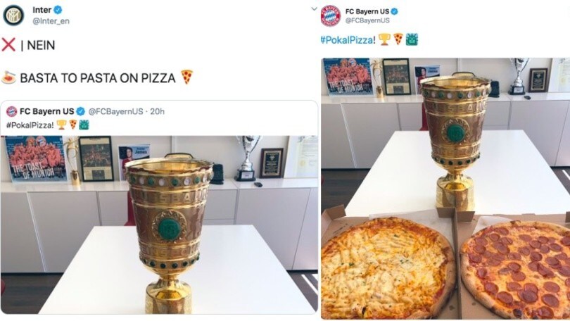 Il Bayern festeggia con la pasta sulla pizza. L'Inter sbotta: «Basta!»