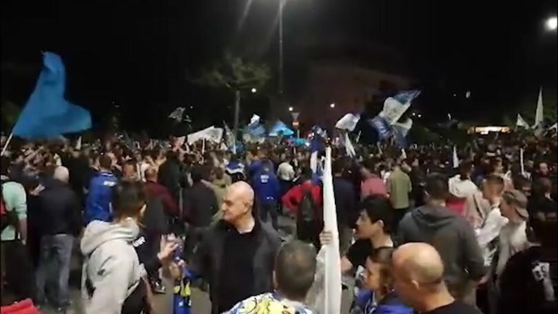 I tifosi del Brescia festeggiano la Promozione in Serie A