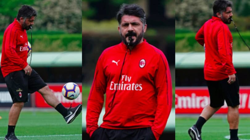 Ritiro Milan: palleggi e fischietto in bocca per Gattuso