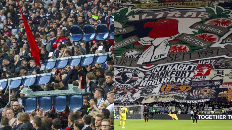 Europa League, tifosi scatenati a Francoforte: seggiolini smontati e coreografia show