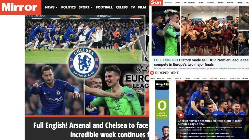 Stampa britannica in delirio: «Straordinario poker inglese in Europa»