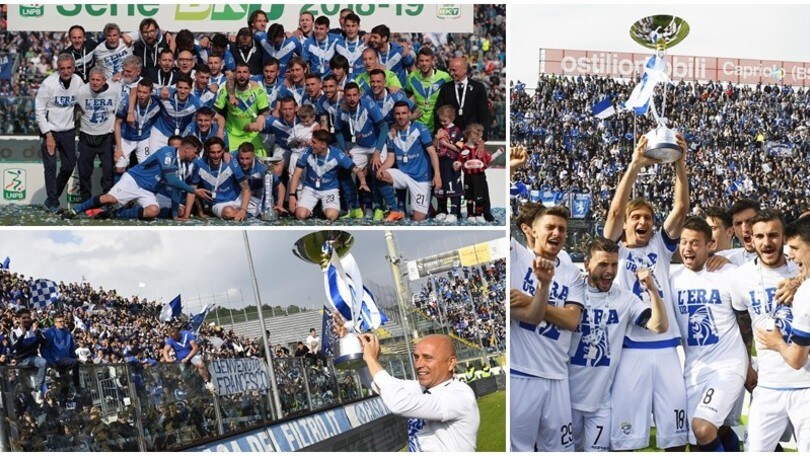 Il Brescia alza al cielo lo Scudetto di Serie B ed esplode la festa