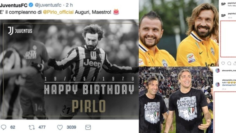 La Juventus festeggia i 40 anni di Pirlo: «Auguri, Maestro!»