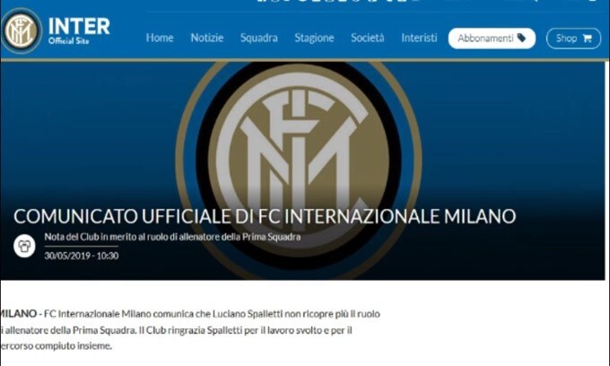 Ufficiale, Spalletti non è più l'allenatore dell'Inter