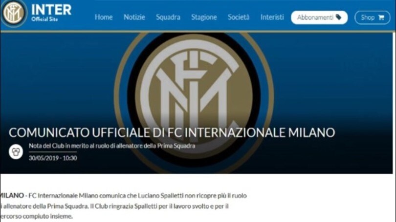 Ufficiale, Spalletti non è più l'allenatore dell'Inter
