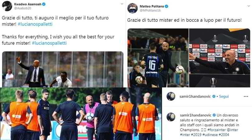 Il saluto dei giocatori dell'Inter a Spalletti