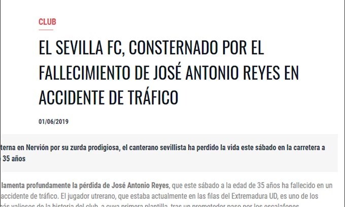 Tragedia nel calcio: è morto Josè Antonio Reyes