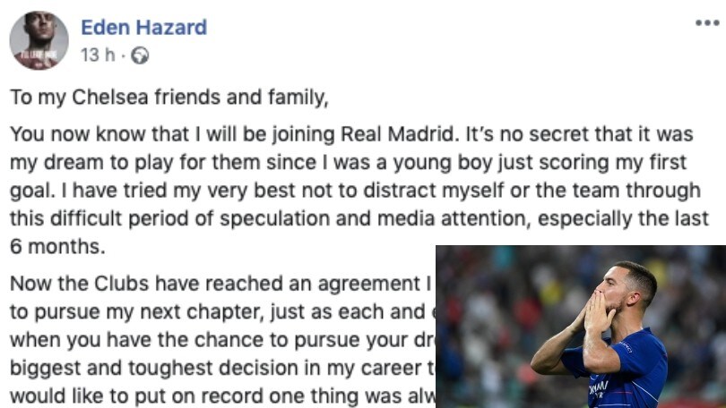 Hazard: "Real il mio sogno da bambino. Non avrei lasciato il Chelsea per nessun altro club"