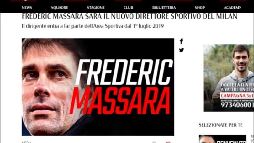 Milan, nominato Massara come nuovo Ds