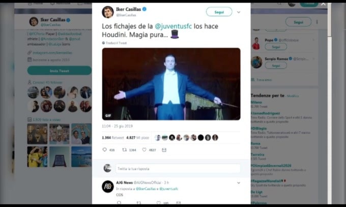 Casillas definisce 'magico' il mercato della Juventus