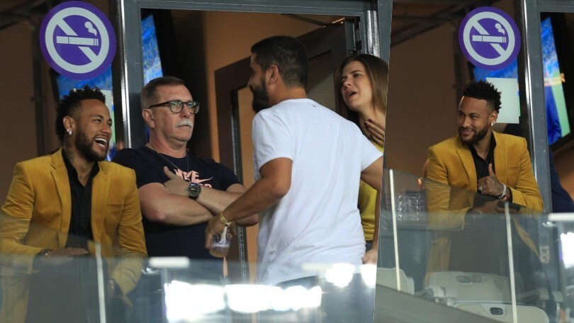 Coppa America, Neymar festeggia dalla tribuna la vittoria del Brasile sull'Argentina