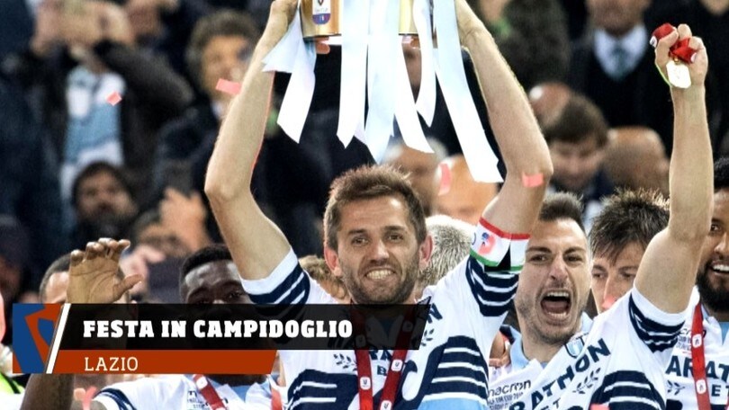 Lazio in Campidoglio per festeggiare la Coppa Italia