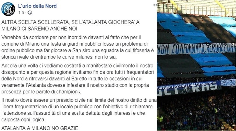 Inter, la Curva Nord sbotta: "No all'Atalanta in Champions a San Siro"