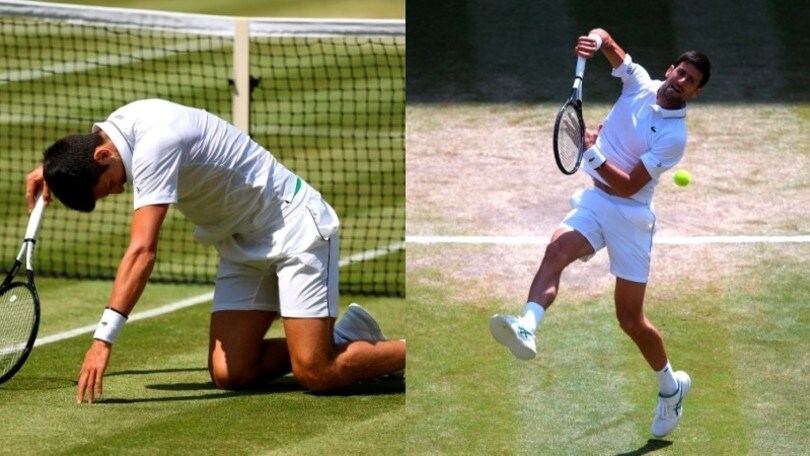 Djokovic acrobata a Wimbledon: cade, ma si rialza subito