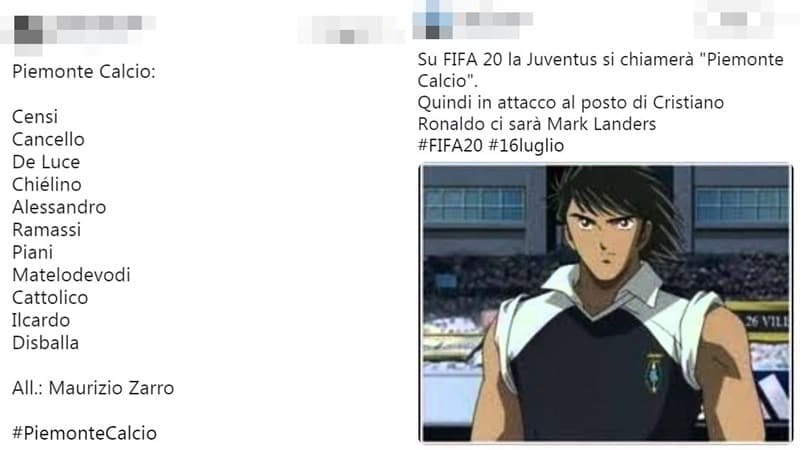 Su FIFA20 la Juventus si chiamerà Piemonte Calcio. I social si scatenano