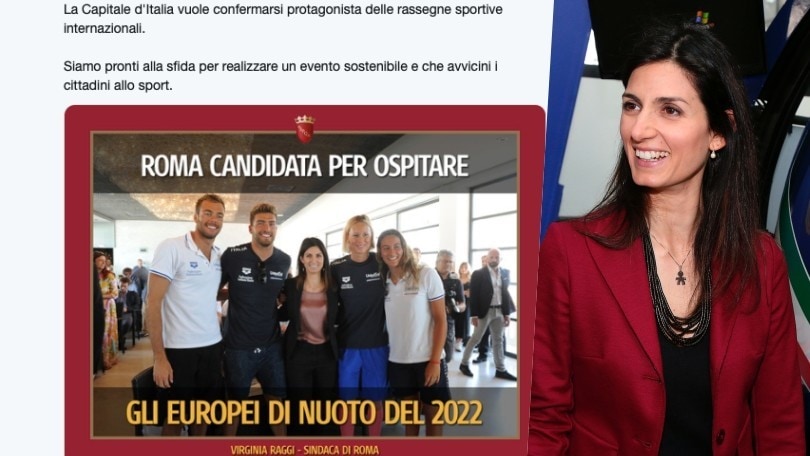 Europei nuoto 2022, Virginia Raggi ufficializza la candidatura di Roma