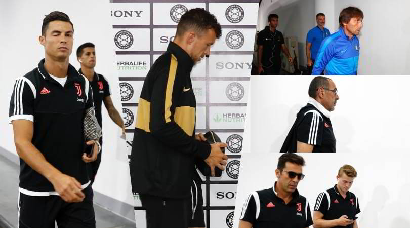 Juve-Inter, i giocatori bianconeri e nerazzurri arrivano all'Olympic Stadium di Nanchino