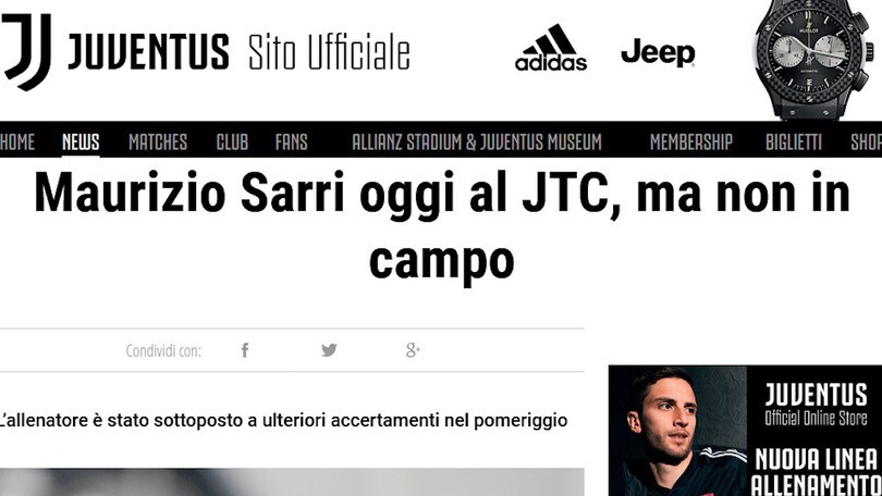 Juve, Sarri a rischio per Parma: ha la polmonite