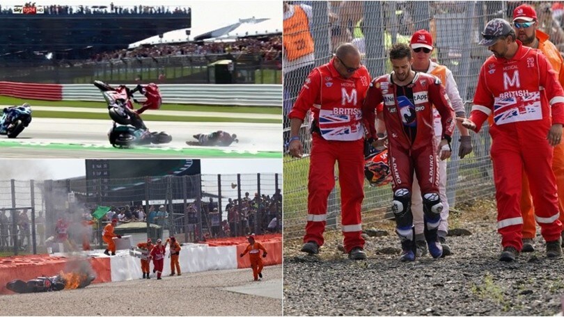 Dovizioso, incidente pauroso a Silverstone! La Ducati va in fiamme