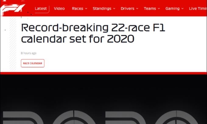 F1, presentato il calendario 2020