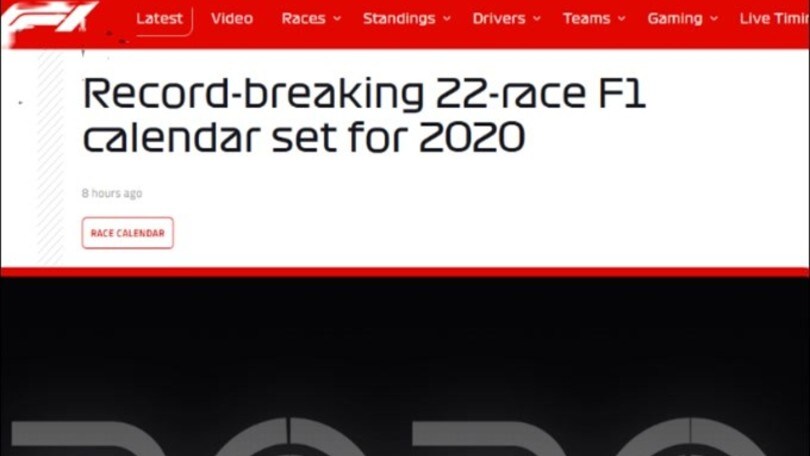 F1, presentato il calendario 2020