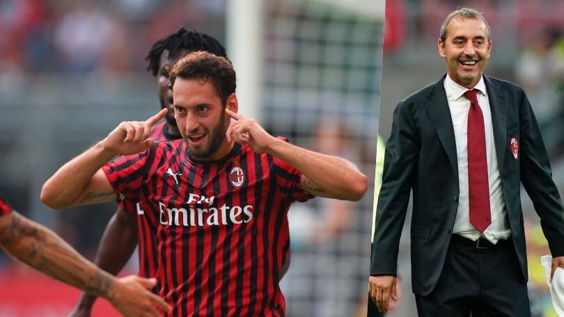 Milan, Calhanoglu regala il sorriso a Giampaolo. Contro il Brescia finisce 1-0