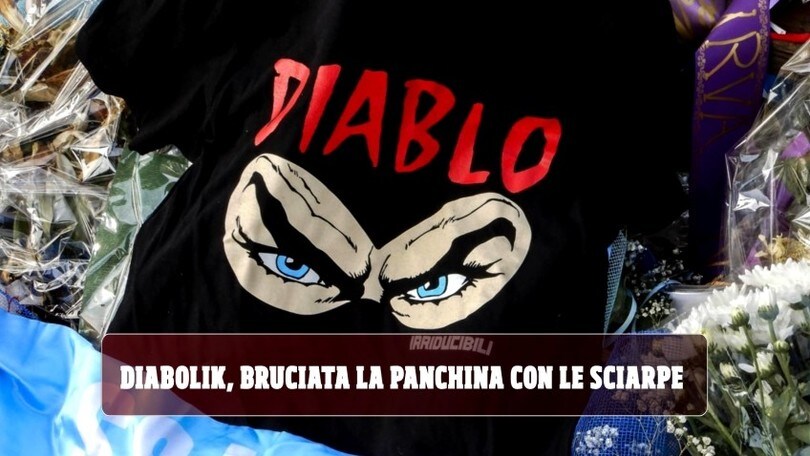 Diabolik, bruciata la panchina con le sciarpe. Risistemata subito