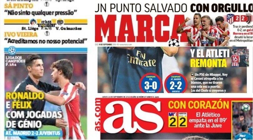 Atletico Madrid-Juventus, la stampa estera esalta Ronaldo e Felix