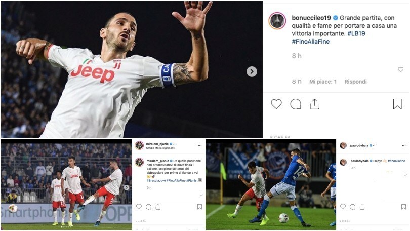 La Juve esulta sui social per il 2-1 al Brescia