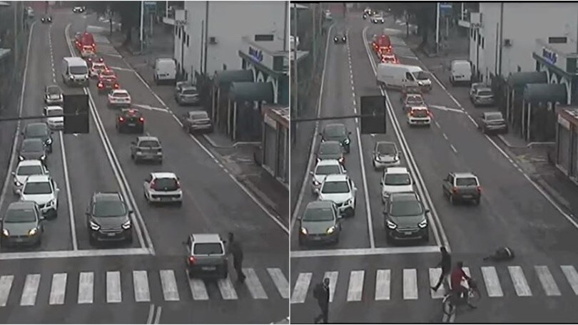 Verona, video smaschera pedone truffatore