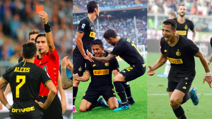 Sanchez, gol e cartellino rosso in Sampdoria-Inter