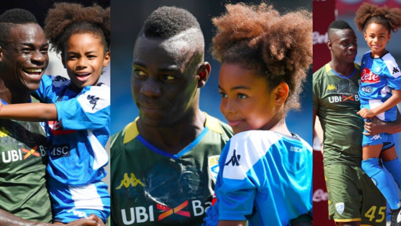 Napoli-Brescia, Balotelli con la figlia in braccio al San Paolo