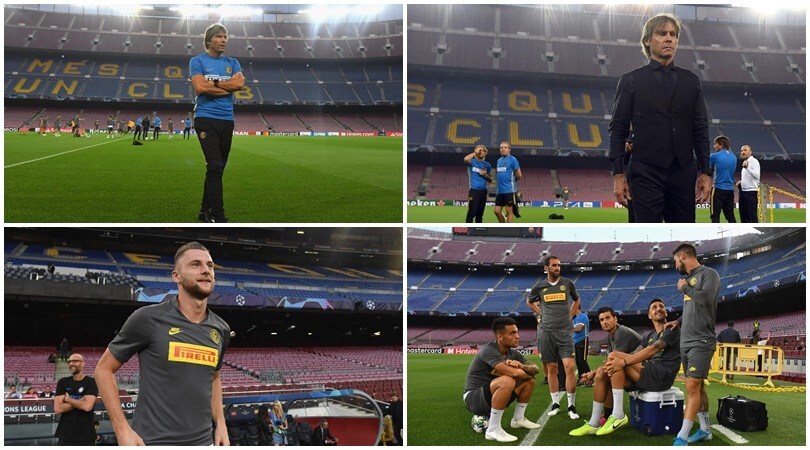 Champions, la camminata dell'Inter al Camp Nou