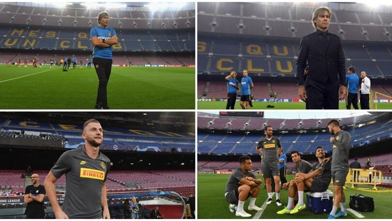 Champions, la camminata dell'Inter al Camp Nou