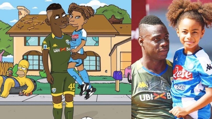 Balotelli e la figlia in versione Simpson