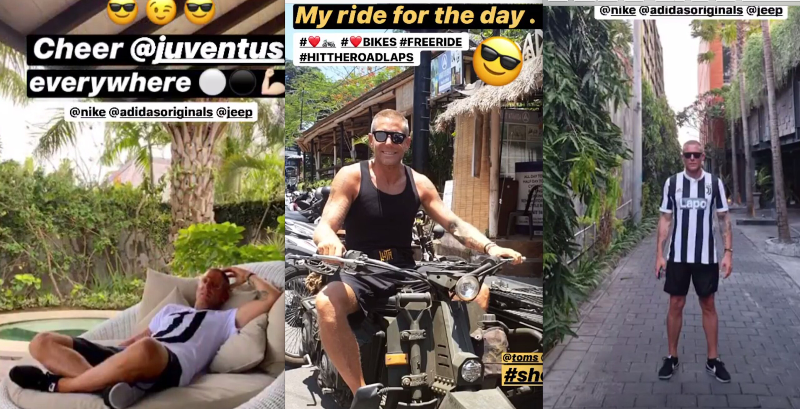 Lapo Elkann, il tifo per la Juventus da Bali