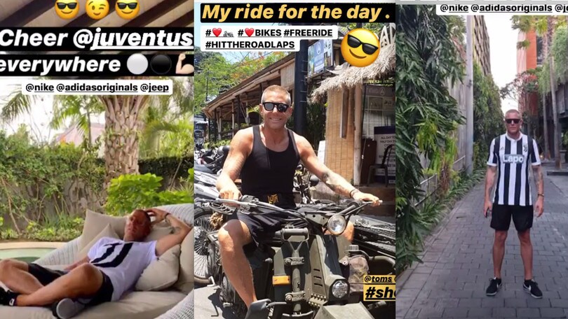Lapo Elkann, il tifo per la Juventus da Bali