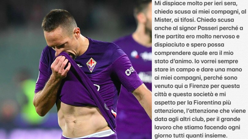 Fiorentina, Ribery si scusa: "Mi dispiace per ieri, ero molto nervoso"