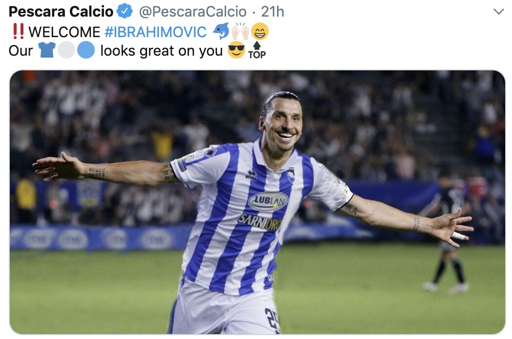 Il Pescara annuncia Ibrahimovic per gioco: "Benvenuto"