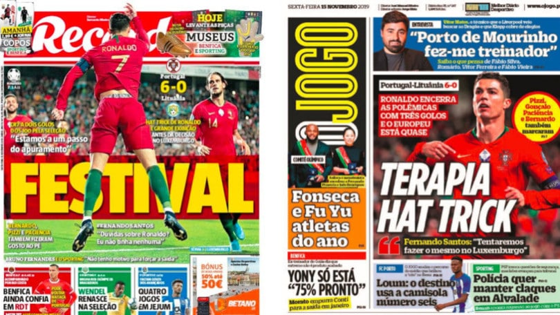 Ronaldo show in nazionale, la stampa portoghese: "Terapia tripletta"