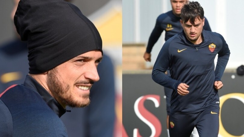 Roma, Florenzi scherza e sorride. Under e Mkhitaryan scalpitano per una maglia
