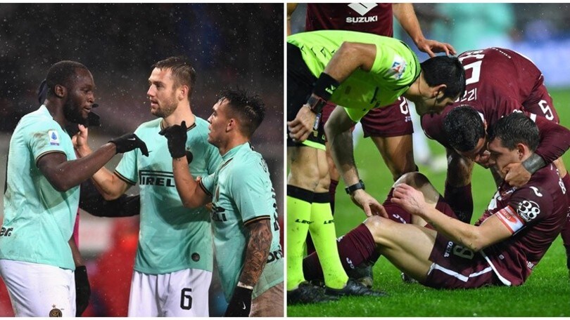 Il Torino crolla dopo l'infortunio di Belotti. Inter da record!