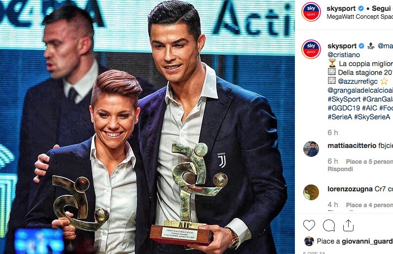 Manuela Giugliano con Cristiano Ronaldo: la coppia migliore. E in sintonia