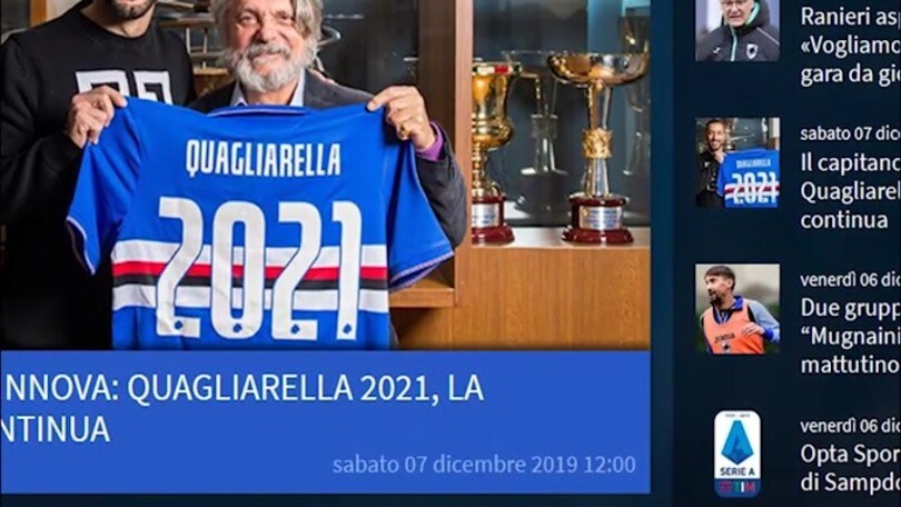 Quagliarella firma con la Sampdoria fino al 2021