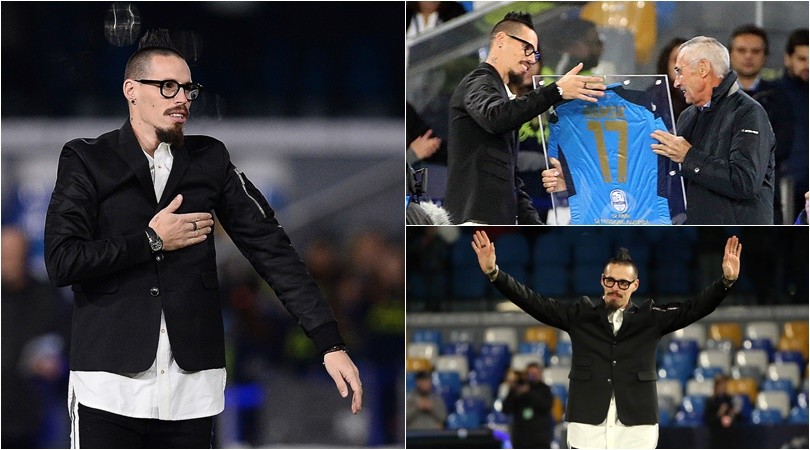 Champions, Reja premia un commosso Hamsik all'intervallo di Napoli-Genk