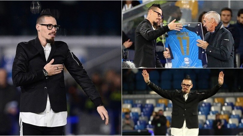Champions, Reja premia un commosso Hamsik all'intervallo di Napoli-Genk