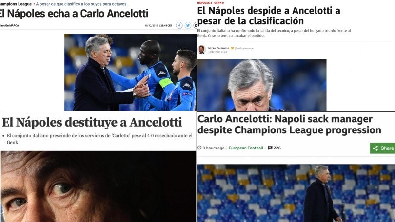 Napoli, Ancelotti esonerato: le reazioni della stampa estera